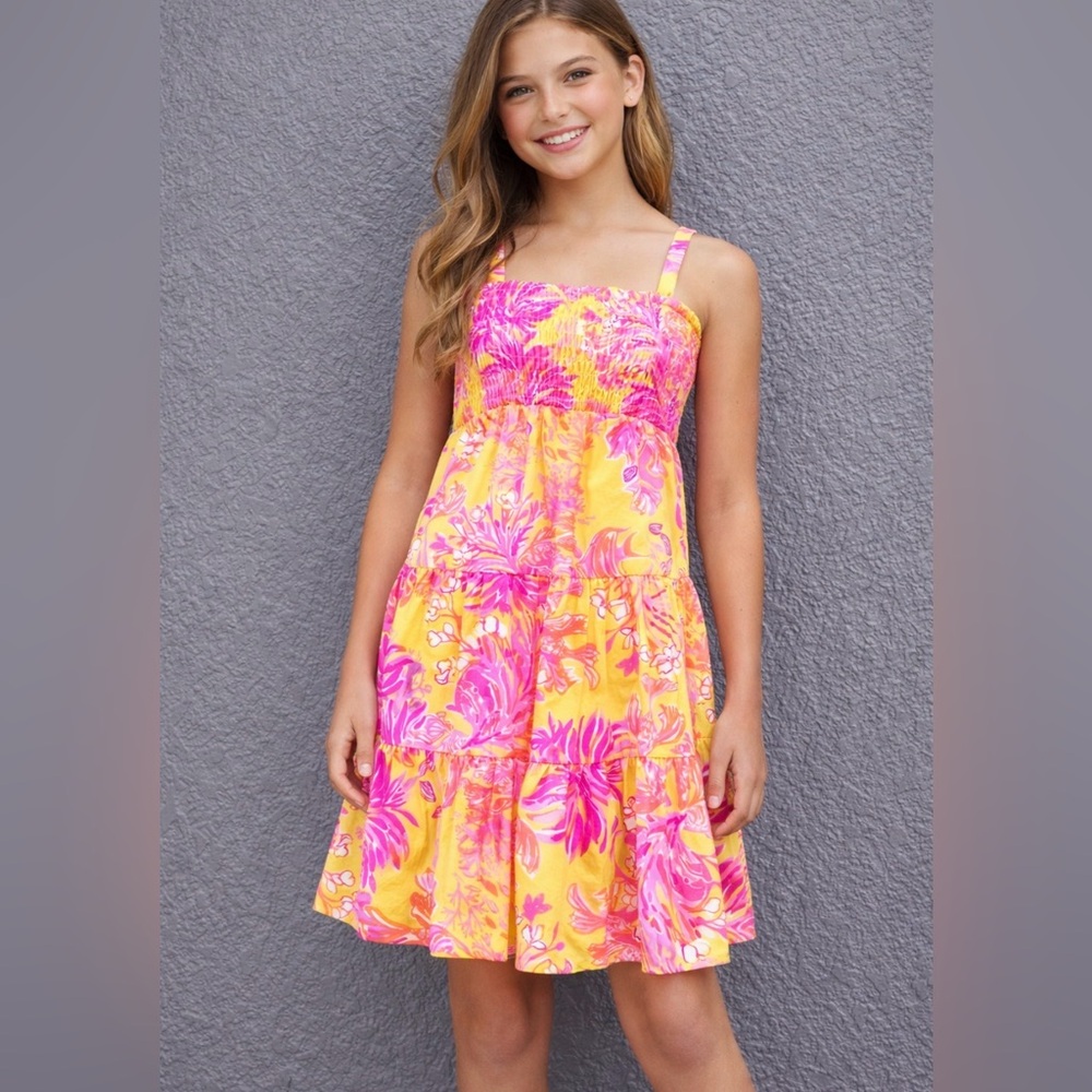 Lilly Pulitzer Pink and Yellow Floral Kids Dress